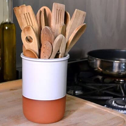 Picture of Utensil Pot - Terracotta & White Glaze