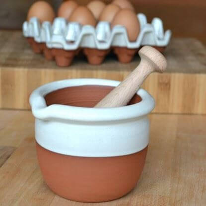 Picture of  Handthrown Mortar & Pestle with Cream Glaze