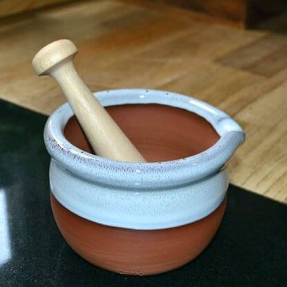 Picture of Hand-Thrown Mortar & Pestle with Oyster Glaze