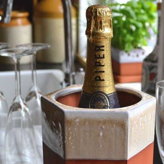 Mushroom Glaze Terracotta Wine Cooler Mushroom Glaze Terracotta Wine Cooler