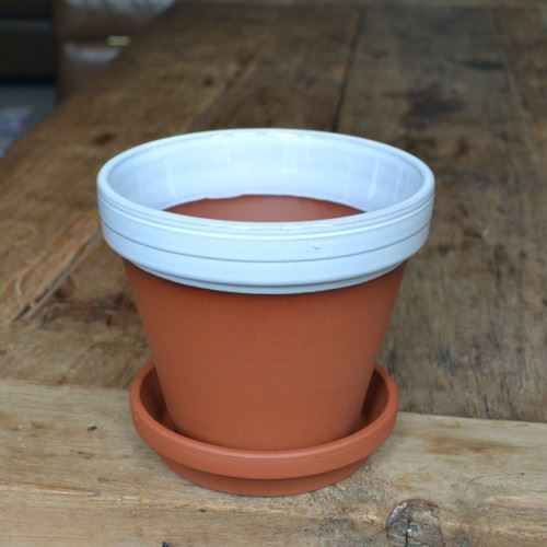 Terracotta Flower Pot & Saucer 15cm White Glazed Weston Mill