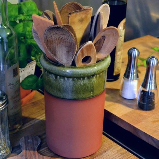 Picture of  Utensil Pots - Round With Apple Green Glaze