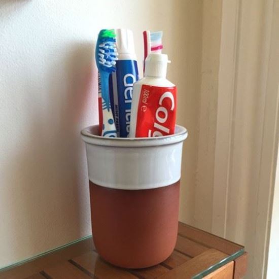 Picture of Toothbrush Pot with Rustic White Glaze