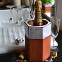 Picture of Large Hexagonal Terracotta Wine Cooler - Oyster Glaze