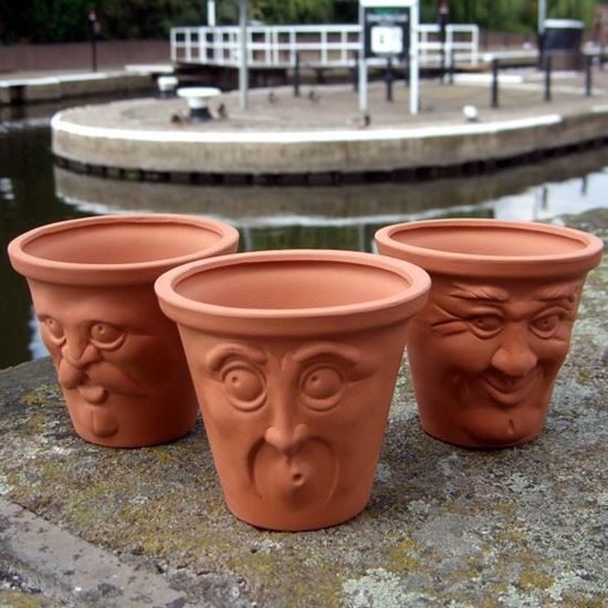 Terracotta Facepots (Set of 3) Weston Mill Pottery UK