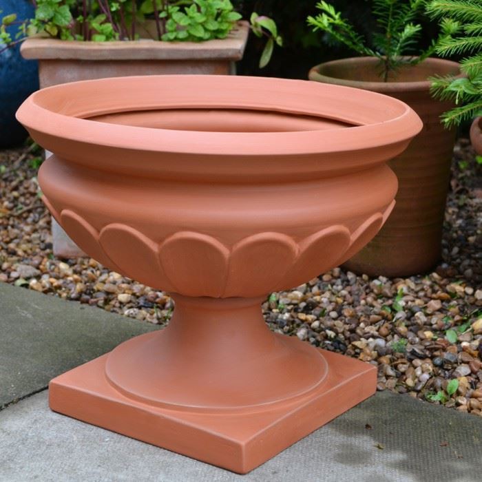 Terracotta Garden Urn with Pedestal Base Weston Mill Pottery UK
