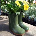 Picture of Glazed Wellies - Planter or Vase - Green, Blue & Red