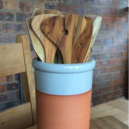 Picture of Utensil Holder - Round With Pale Grey Glaze